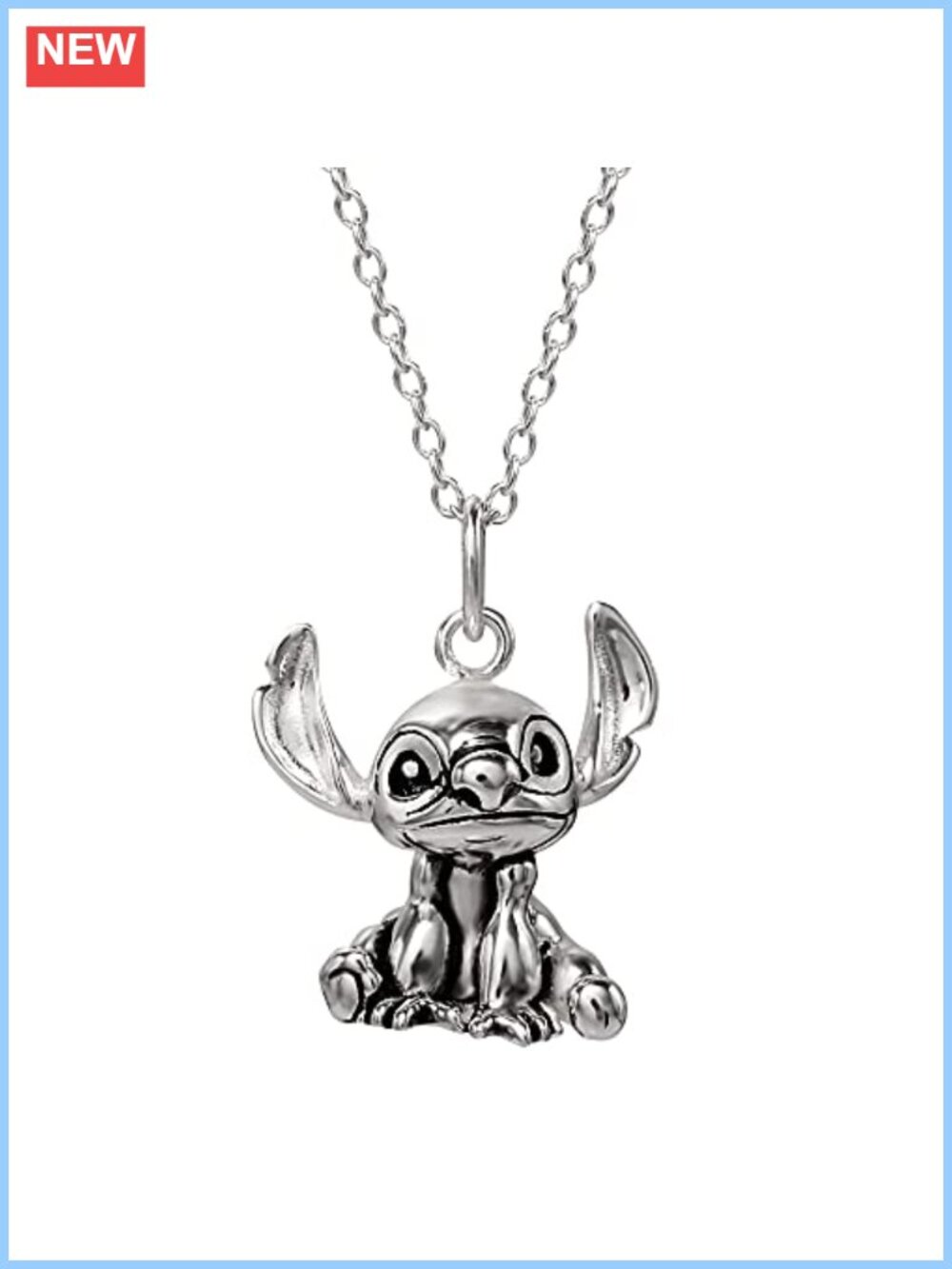 925 Sterling Silver Stitch Pendant Necklace 18 Inch Spring Ring